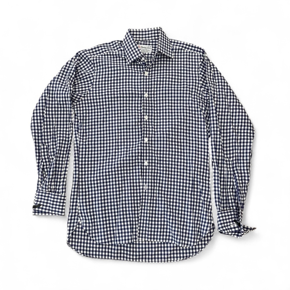 VTG Turnbull & Asser Blue & White Cotton French Cuffs Dress Shirt Size 15 -38cm